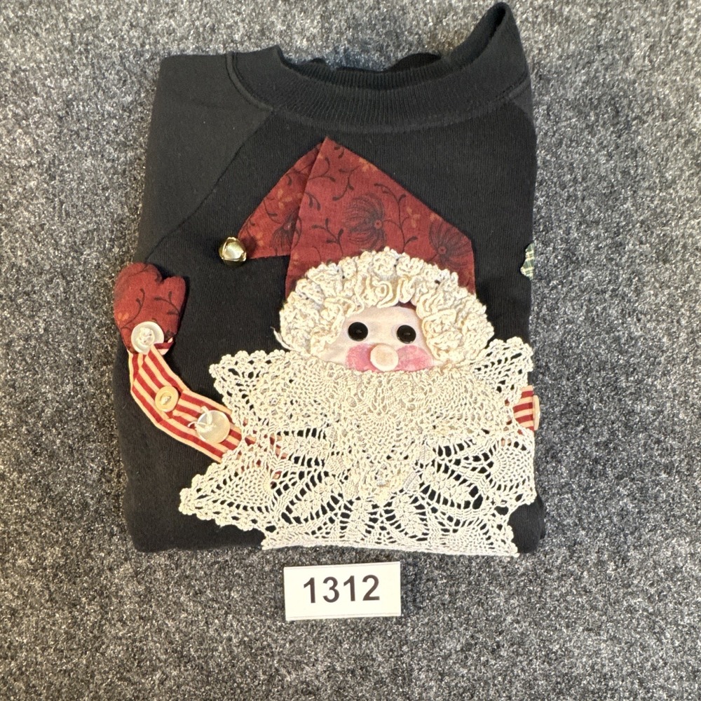 Hanes Womens Fleece Crewneck Pullover Sweatshirt Black L Santa Graphic (1312) - Picture 13 of 13